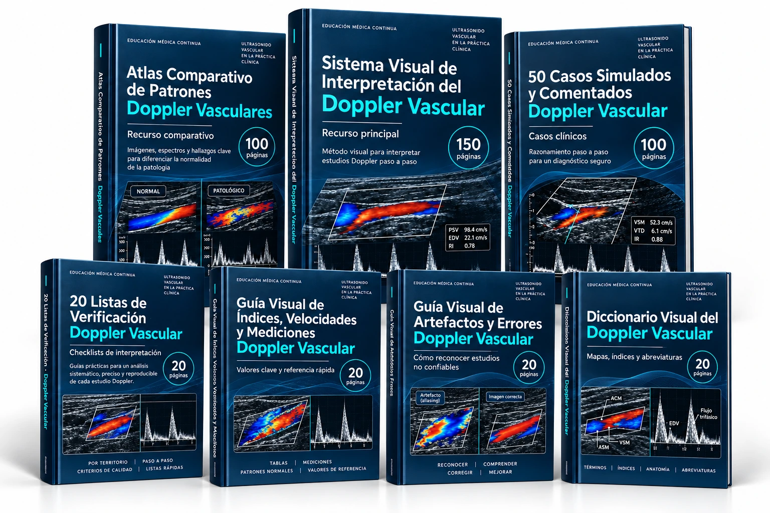 Biblioteca completa de Doppler vascular: tres libros principales y los cuatro bonos incluidos